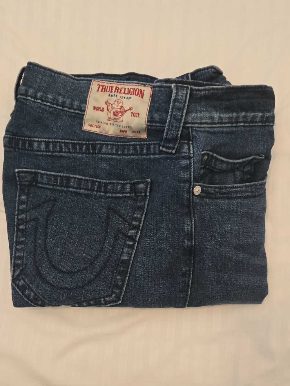 True Religion Indigo Blue Folded Denim Jeans